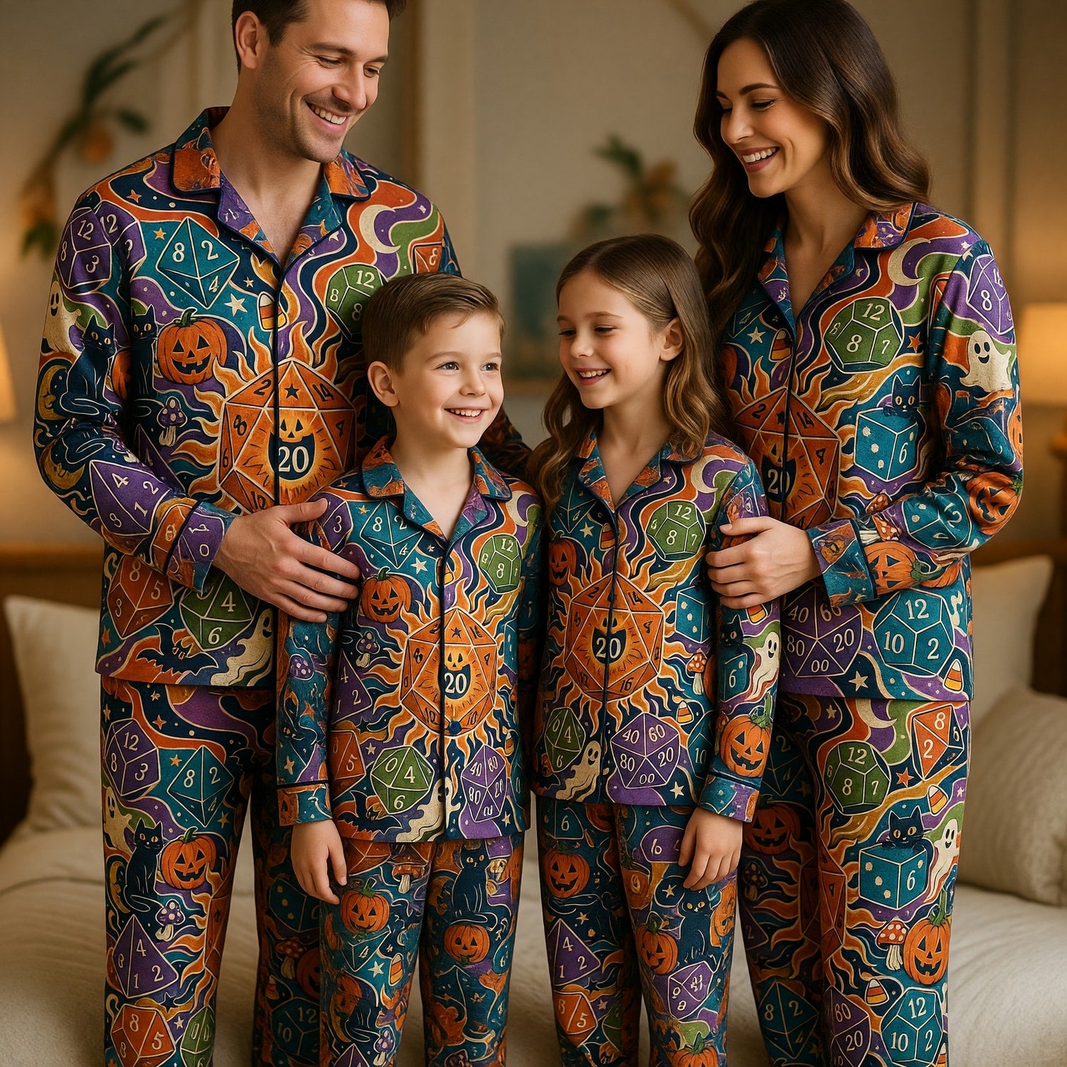 Halloween Dice Thick Pajama Set - Spooky Fantasy Nightwear