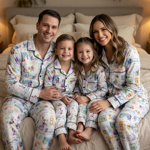 Travel Cocktail Thick Pajama Set - Mouse World Vacation Sleepwear