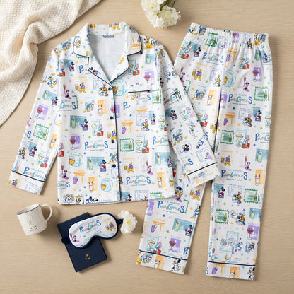 Travel Cocktail Thick Pajama Set - Mouse World Vacation Sleepwear