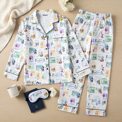 Travel Cocktail Thick Pajama Set - Mouse World Vacation Sleepwear
