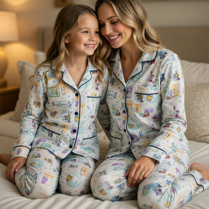 Travel Cocktail Thick Pajama Set - Mouse World Vacation Sleepwear