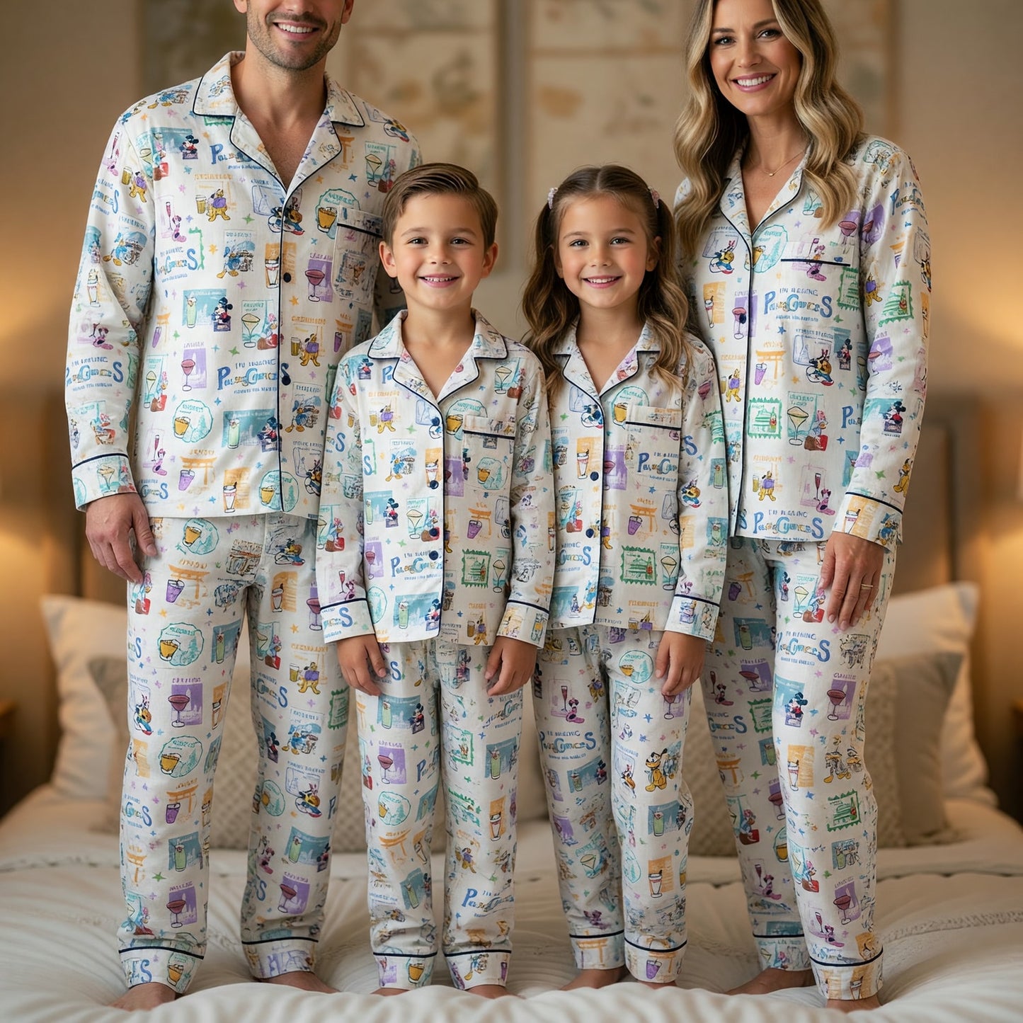 Travel Cocktail Thick Pajama Set - Mouse World Vacation Sleepwear