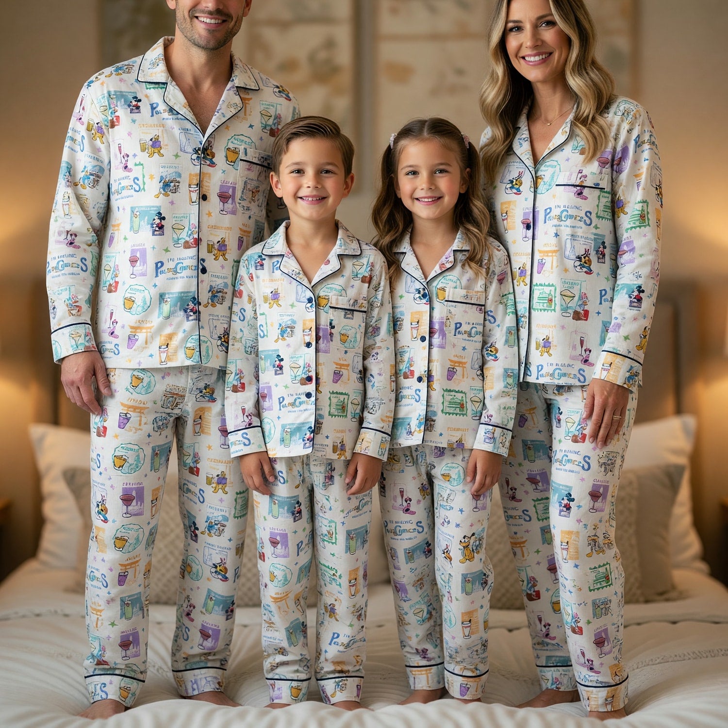 Travel Cocktail Thick Pajama Set - Mouse World Vacation Sleepwear