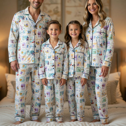 Travel Cocktail Thick Pajama Set - Mouse World Vacation Sleepwear