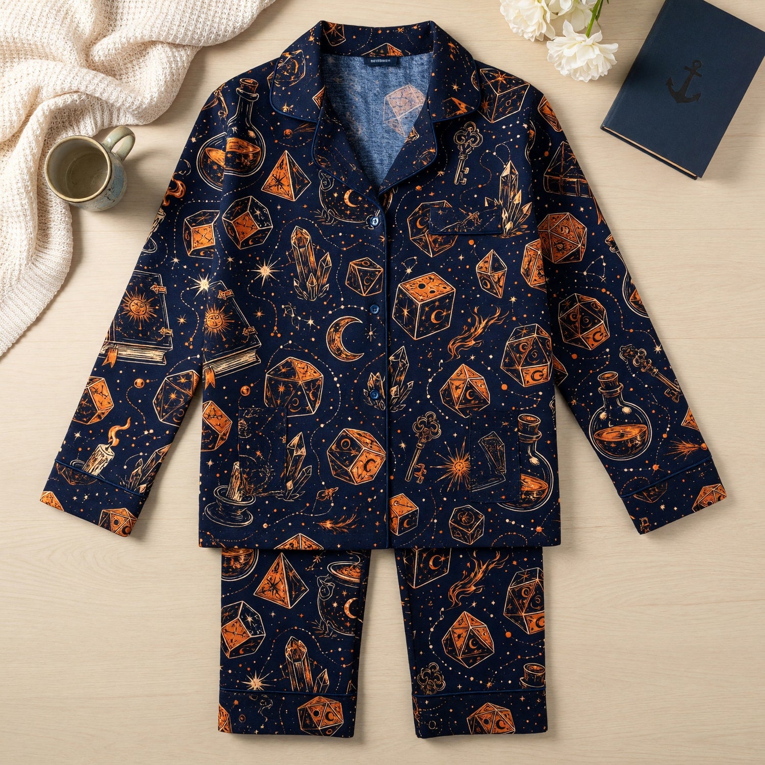 Mystic Dice Thick Pajama Set - Celestial Wizard Fantasy