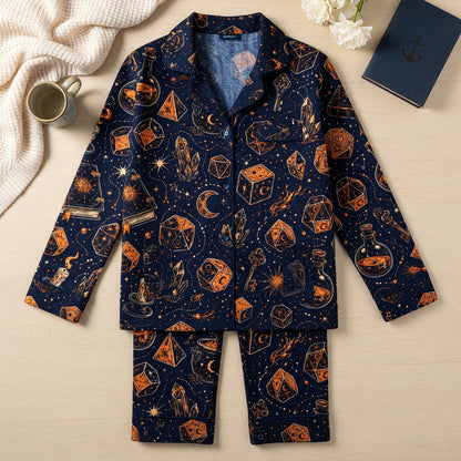 Mystic Dice Thick Pajama Set - Celestial Wizard Fantasy