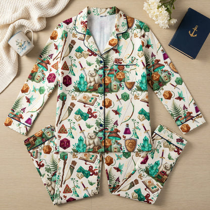 Fantasy Dungeon Thick Pajama Set - Fantasy RPG Dice Pattern