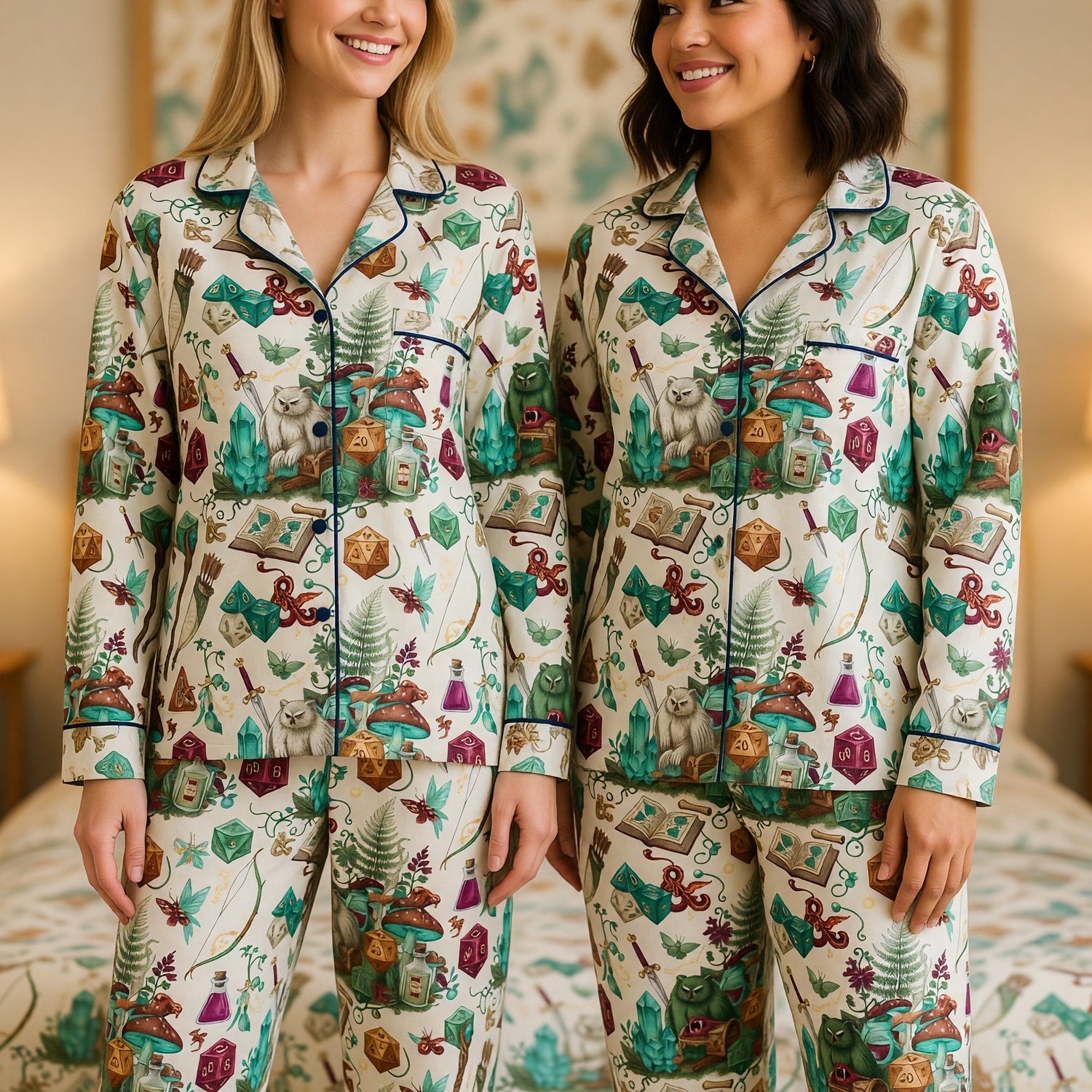 Fantasy Dungeon Thick Pajama Set - Fantasy RPG Dice Pattern