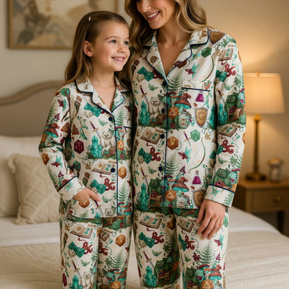 Fantasy Dungeon Thick Pajama Set - Fantasy RPG Dice Pattern