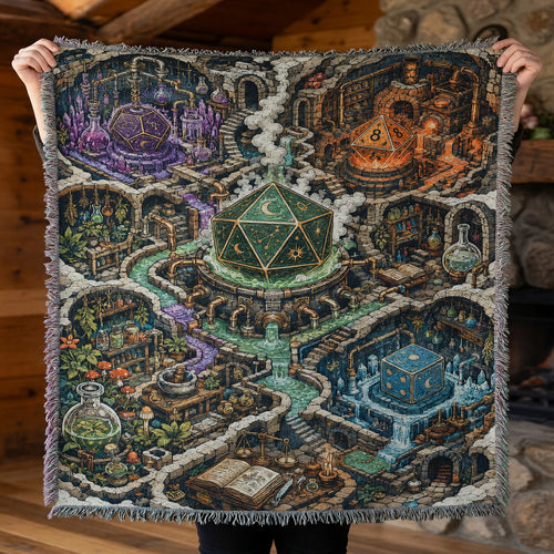 Alchemy Dice Woven Blanket - Fantasy RPG Dungeon Laboratory