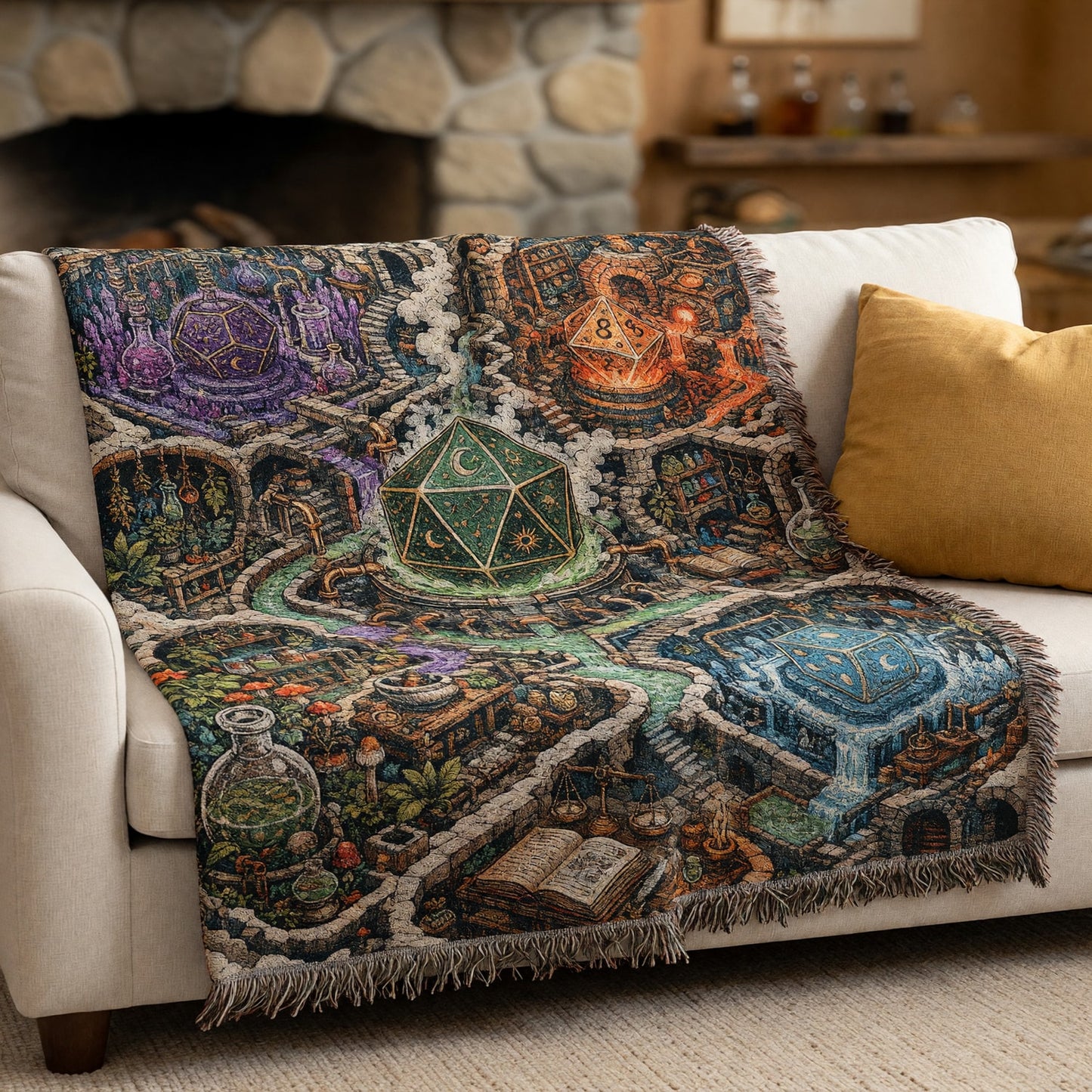 Alchemy Dice Woven Blanket - Fantasy RPG Dungeon Laboratory