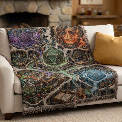 Alchemy Dice Woven Blanket - Fantasy RPG Dungeon Laboratory