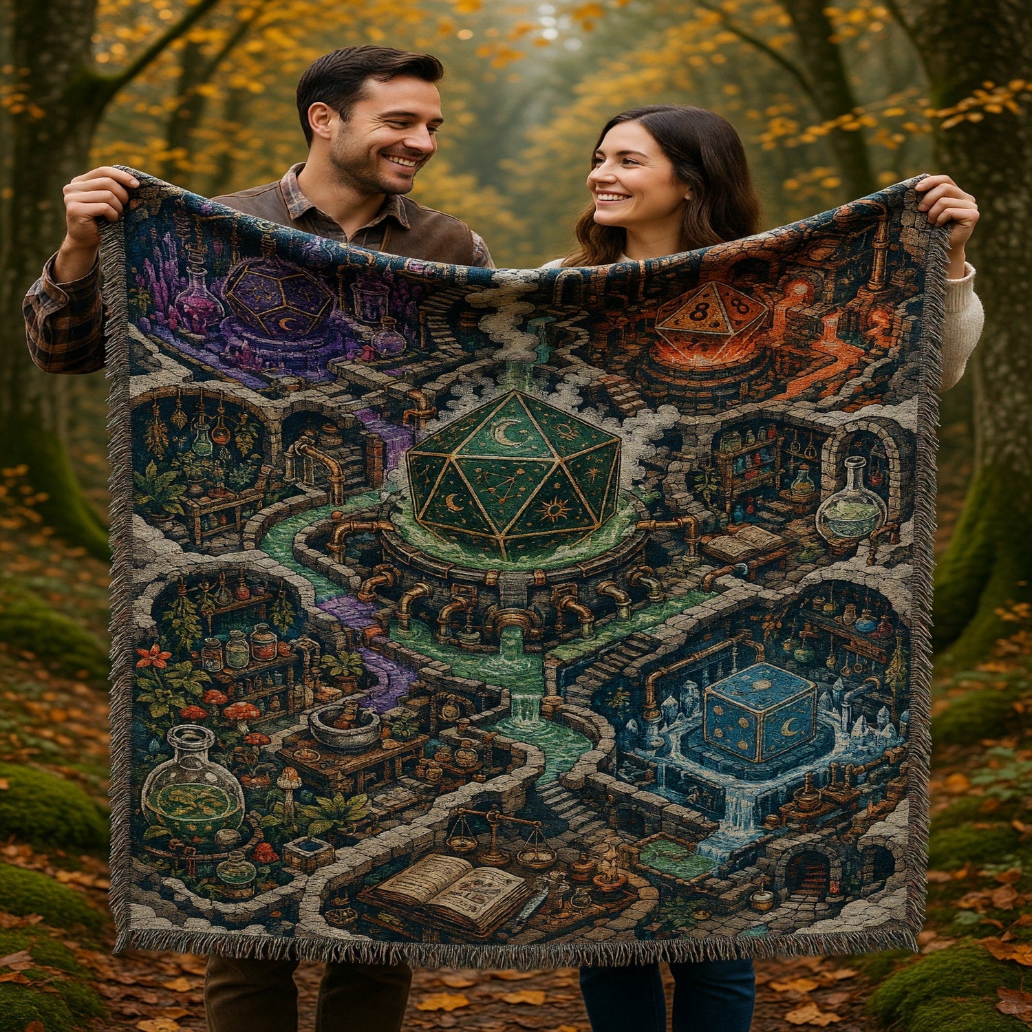 Alchemy Dice Woven Blanket - Fantasy RPG Dungeon Laboratory