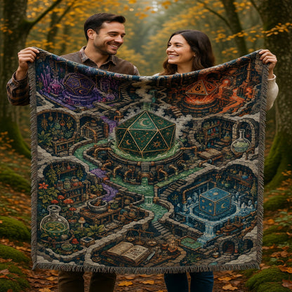 Alchemy Dice Woven Blanket - Fantasy RPG Dungeon Laboratory