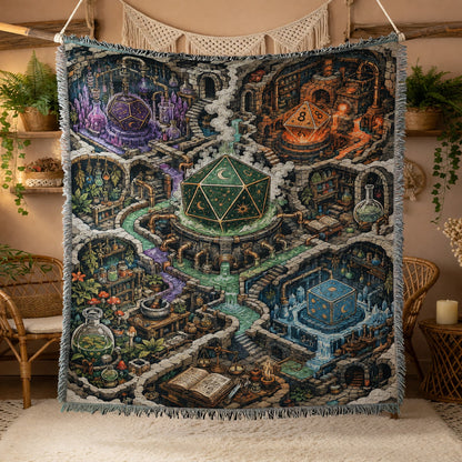 Alchemy Dice Woven Blanket - Fantasy RPG Dungeon Laboratory