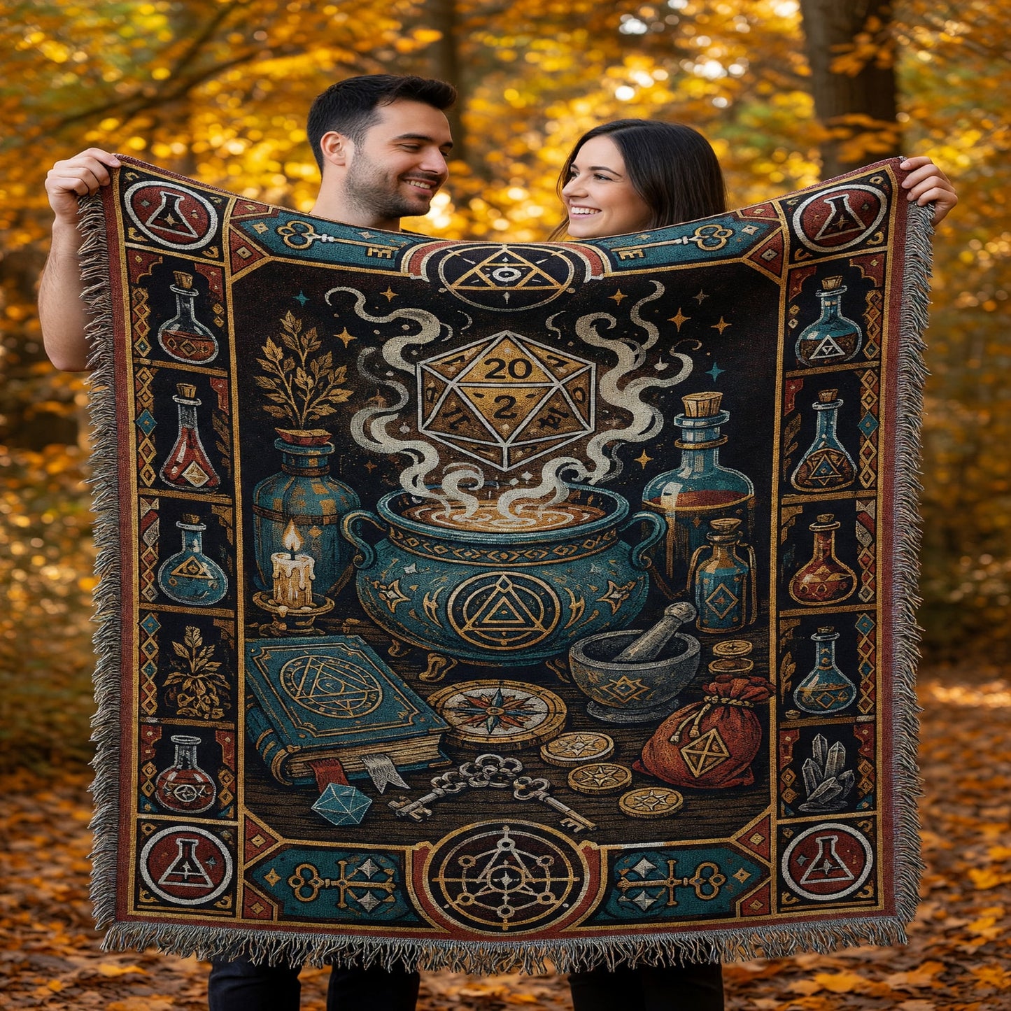 Alchemy D20 Woven Blanket - Fantasy RPG Mystic Dice Art