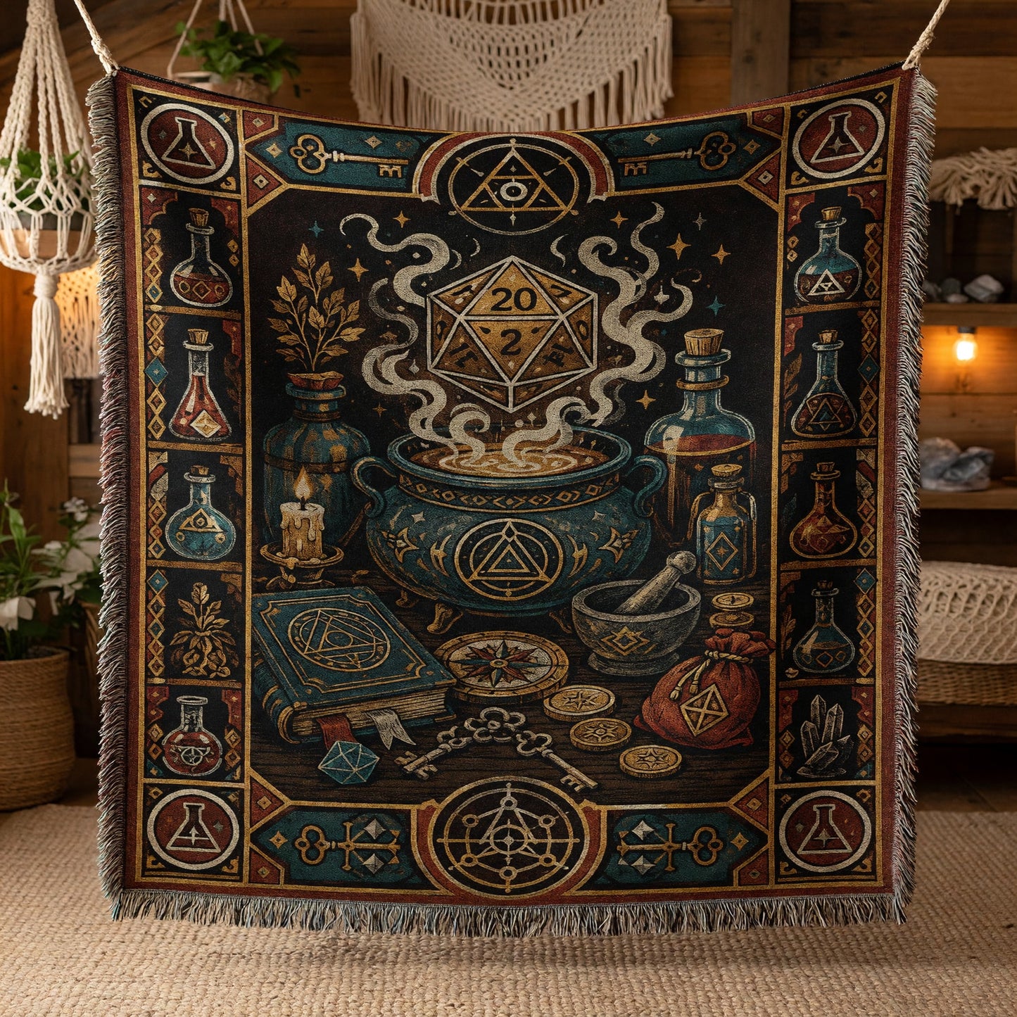 Alchemy D20 Woven Blanket - Fantasy RPG Mystic Dice Art