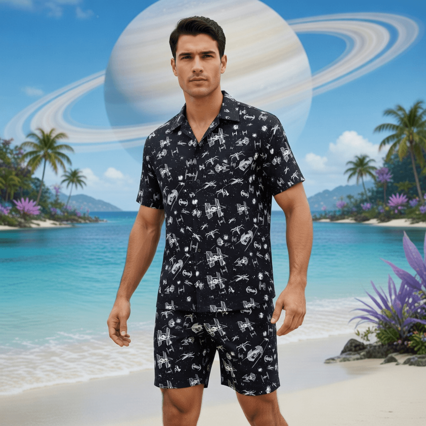 Galactic Spaceship Premium Hawaiian Shirt - Galaxy Aloha