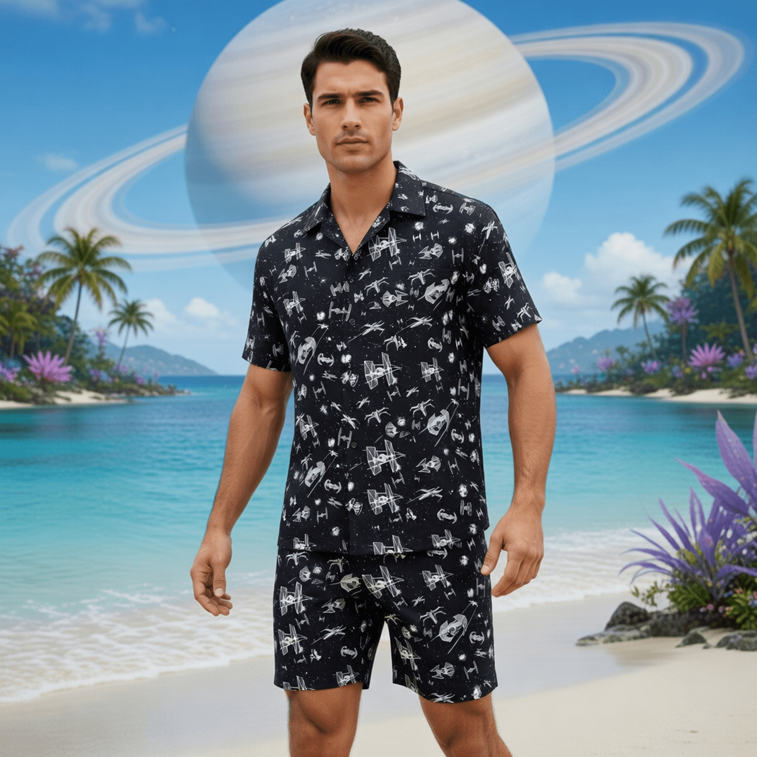 Galactic Spaceship Premium Hawaiian Shirt - Galaxy Aloha