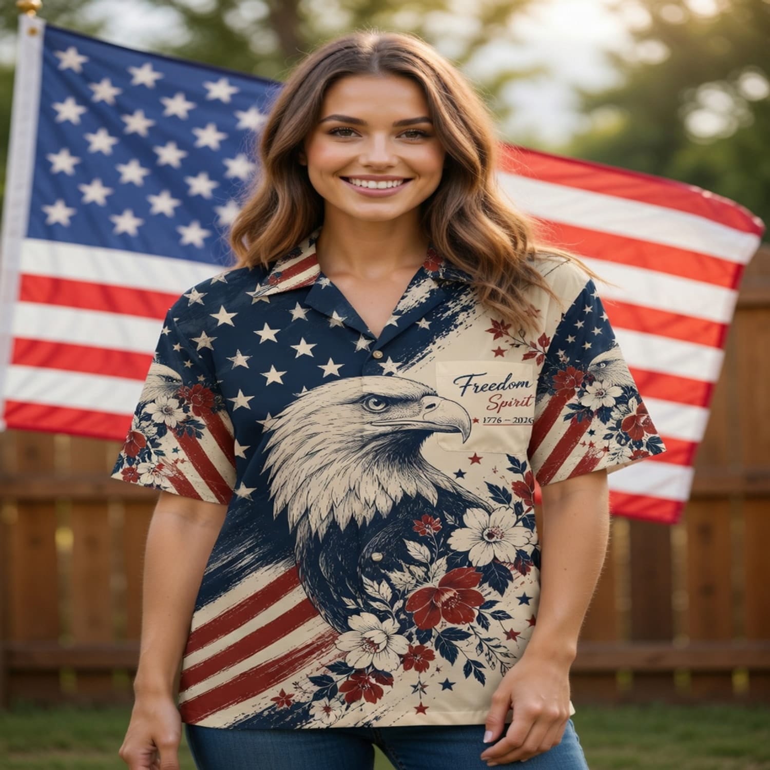 America 250 Freedom Spirit Eagle Premium Hawaiian Shirt - Patriotic Aloha Shirt - HW9TWOR001