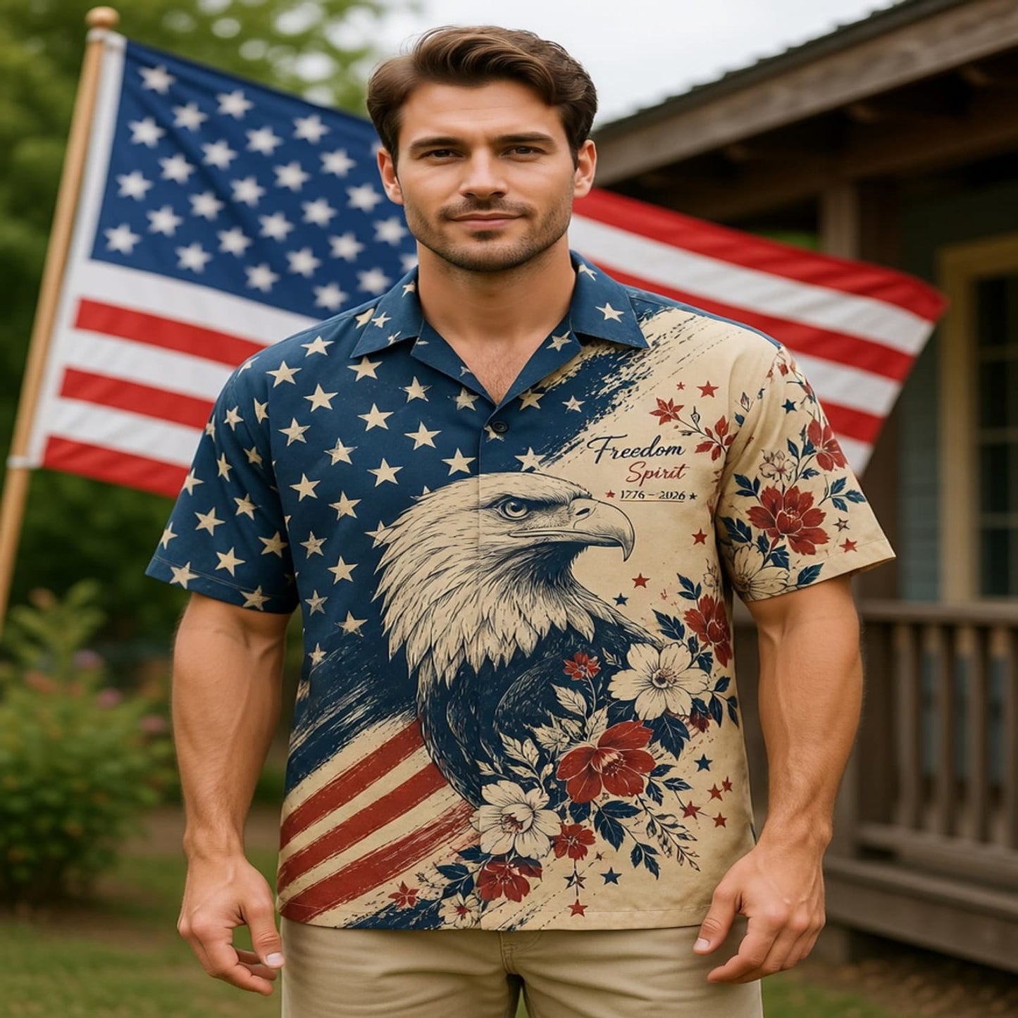America 250 Freedom Spirit Eagle Premium Hawaiian Shirt - Patriotic Aloha Shirt - HW9TWOR001