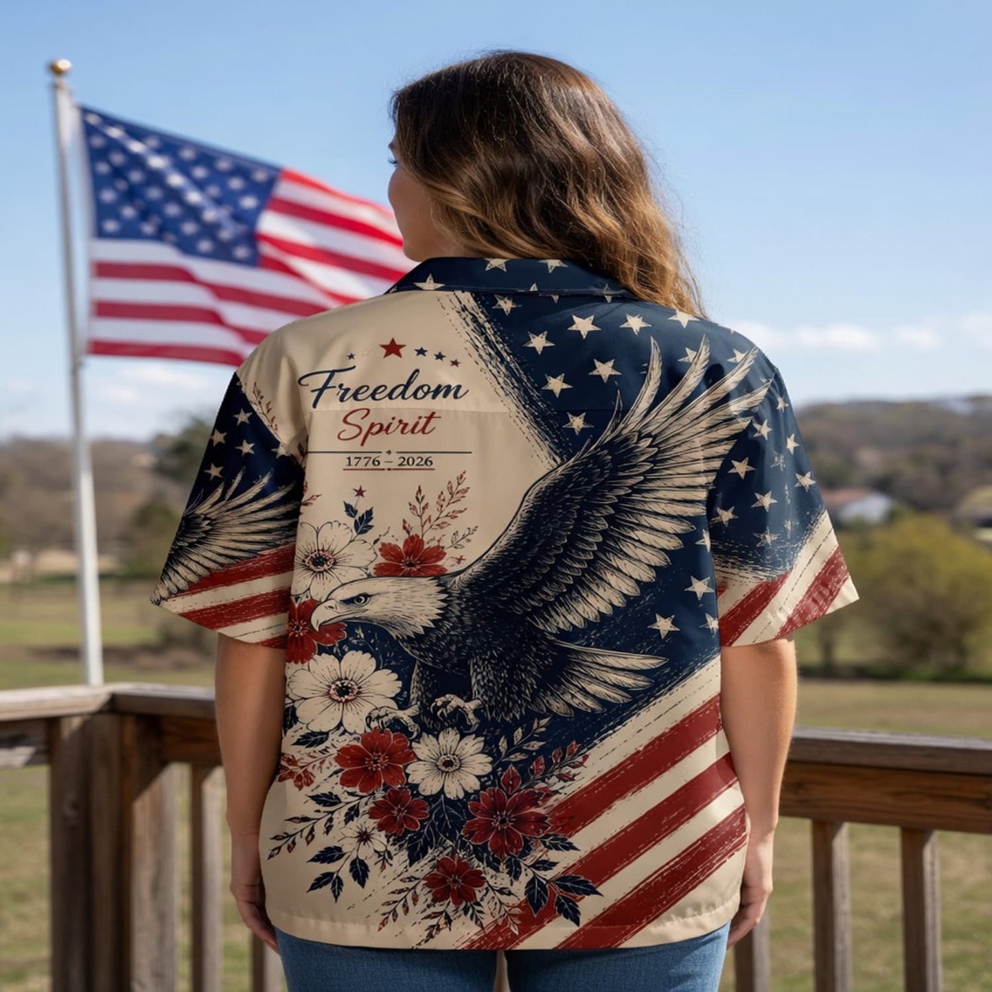 America 250 Freedom Spirit Eagle Premium Hawaiian Shirt - Patriotic Aloha Shirt - HW9TWOR001