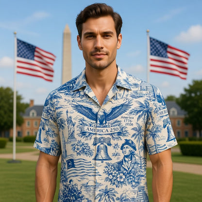 America 250 Patriotic Premium Hawaiian Shirt - Men's Aloha - HWY18JE001