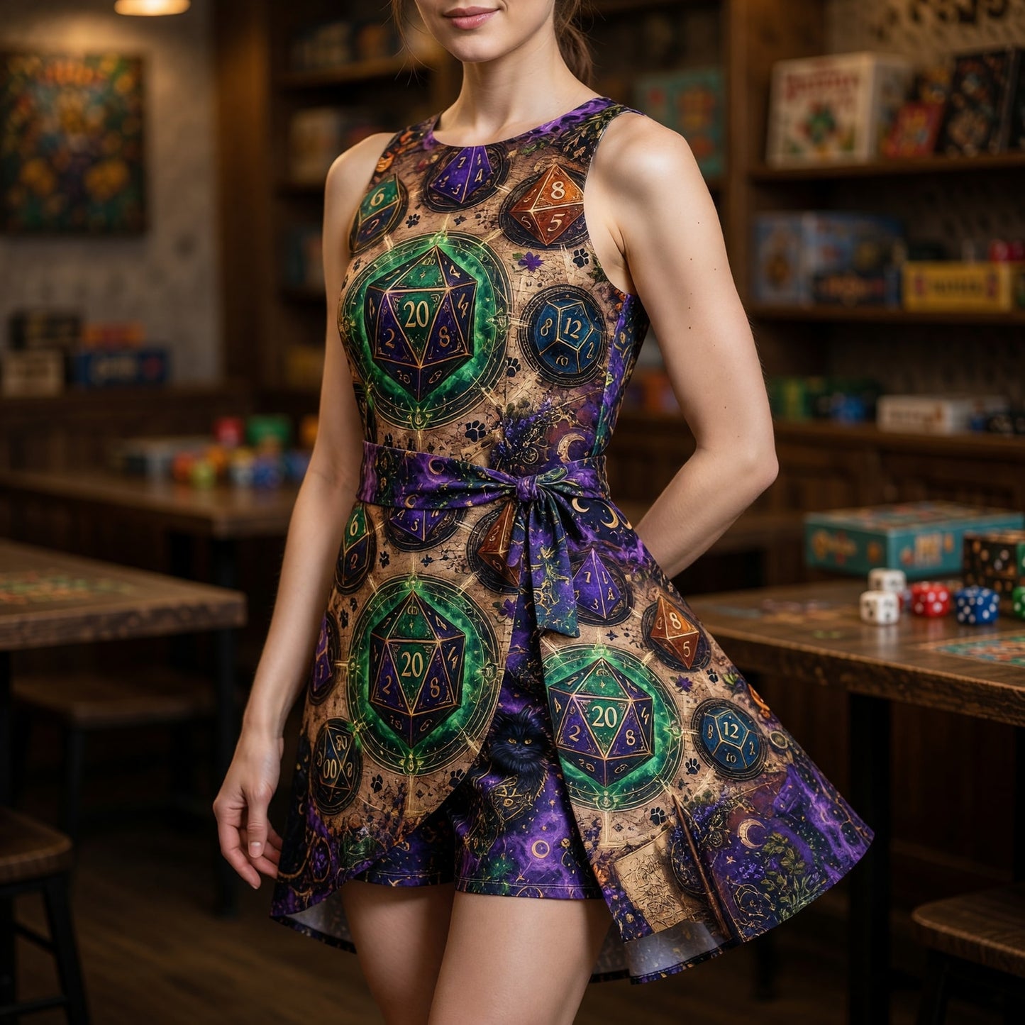 Dice Jumpsuit Skirt - Mystic Witchy Tabletop RPG Apparel