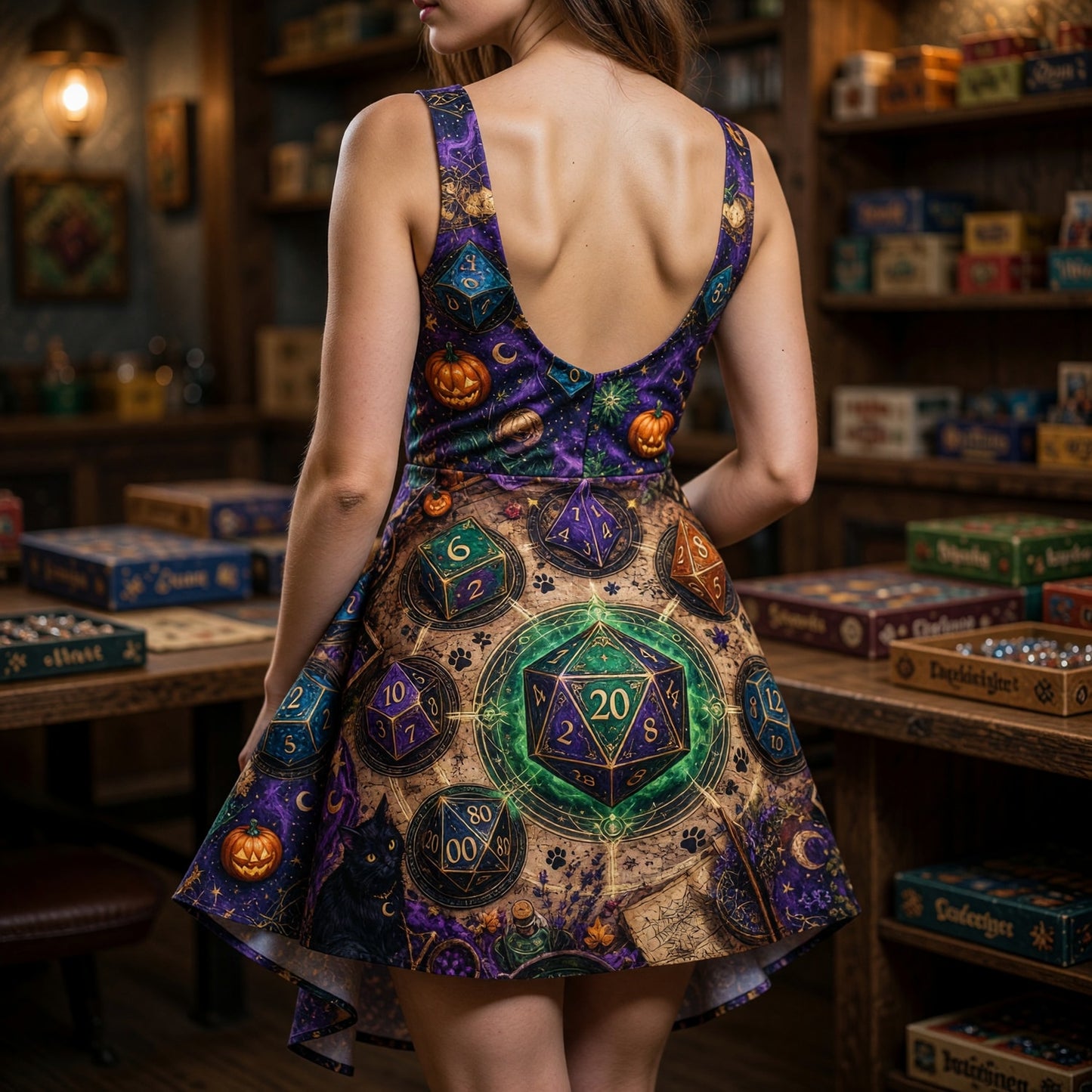 Dice Jumpsuit Skirt - Mystic Witchy Tabletop RPG Apparel