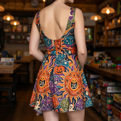Halloween Dice Jumpsuit Skirt - Spooky D20 Pattern Apparel