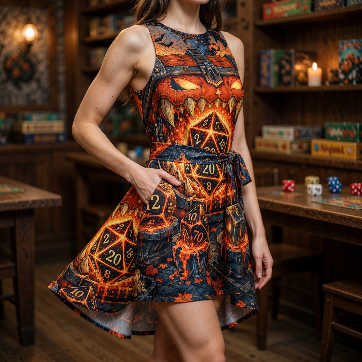 Halloween Dice Jumpsuit Skirt - Spooky RPG Gaming Apparel