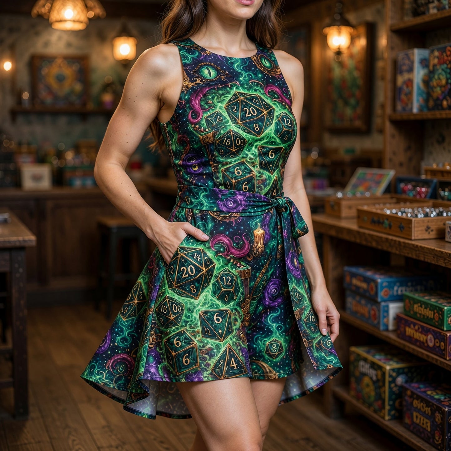 Fantasy Dungeon Mimic Dice Jumpsuit Skirt - Fantasy RPG Apparel