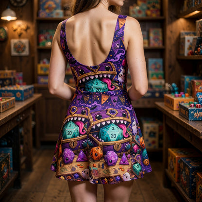 Mimic Dice Chest Jumpsuit Skirt - Spooky Halloween RPG Apparel