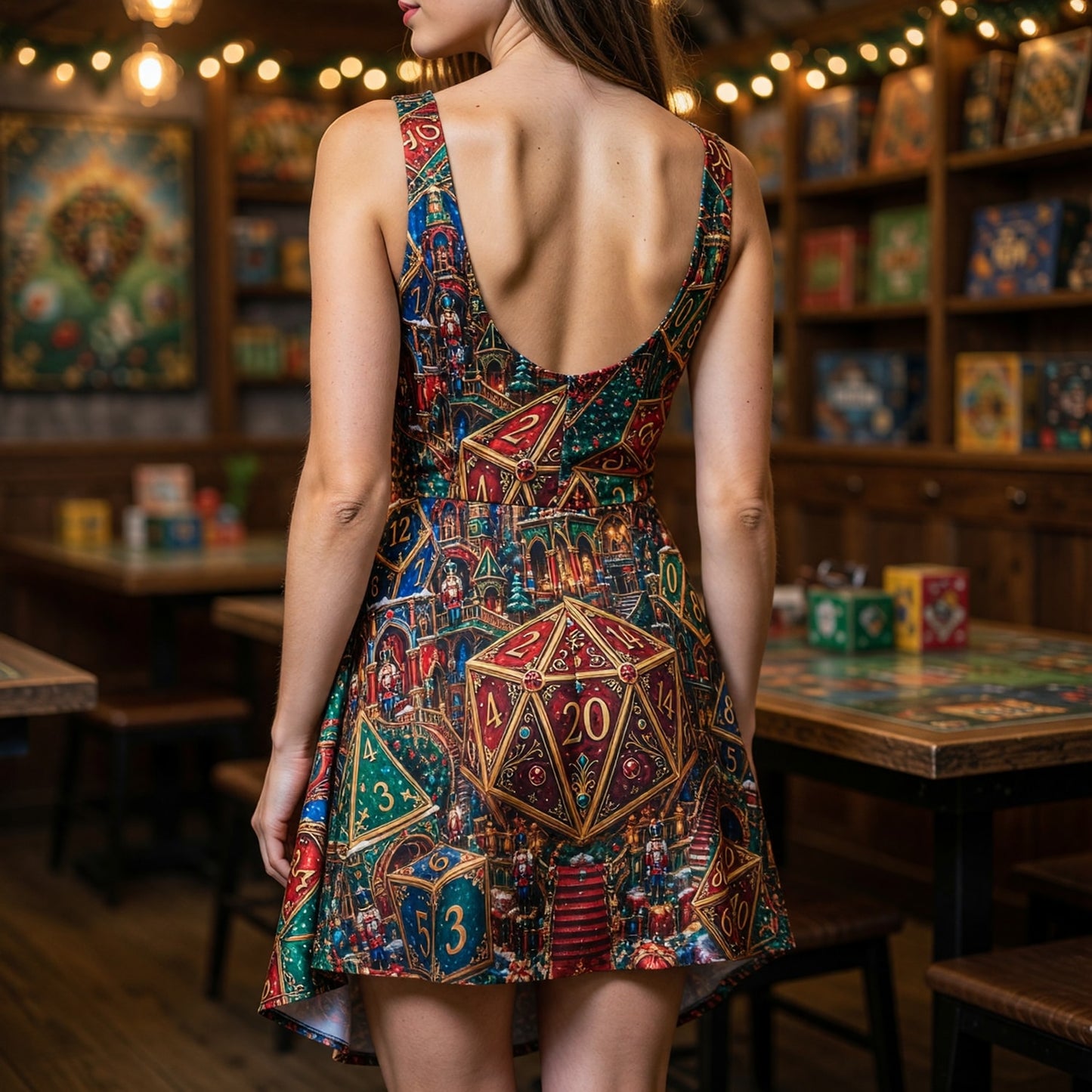 Christmas Dice Jumpsuit Skirt - Festive RPG Holiday Apparel