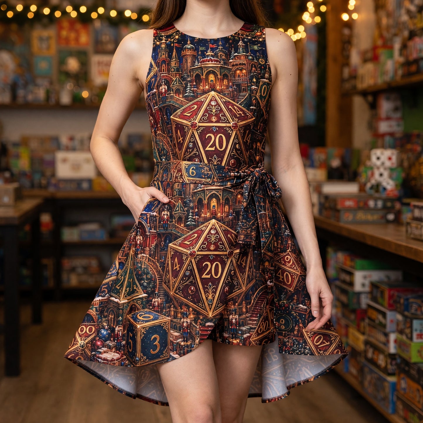 Christmas Dice Jumpsuit Skirt - Festive RPG Holiday Apparel