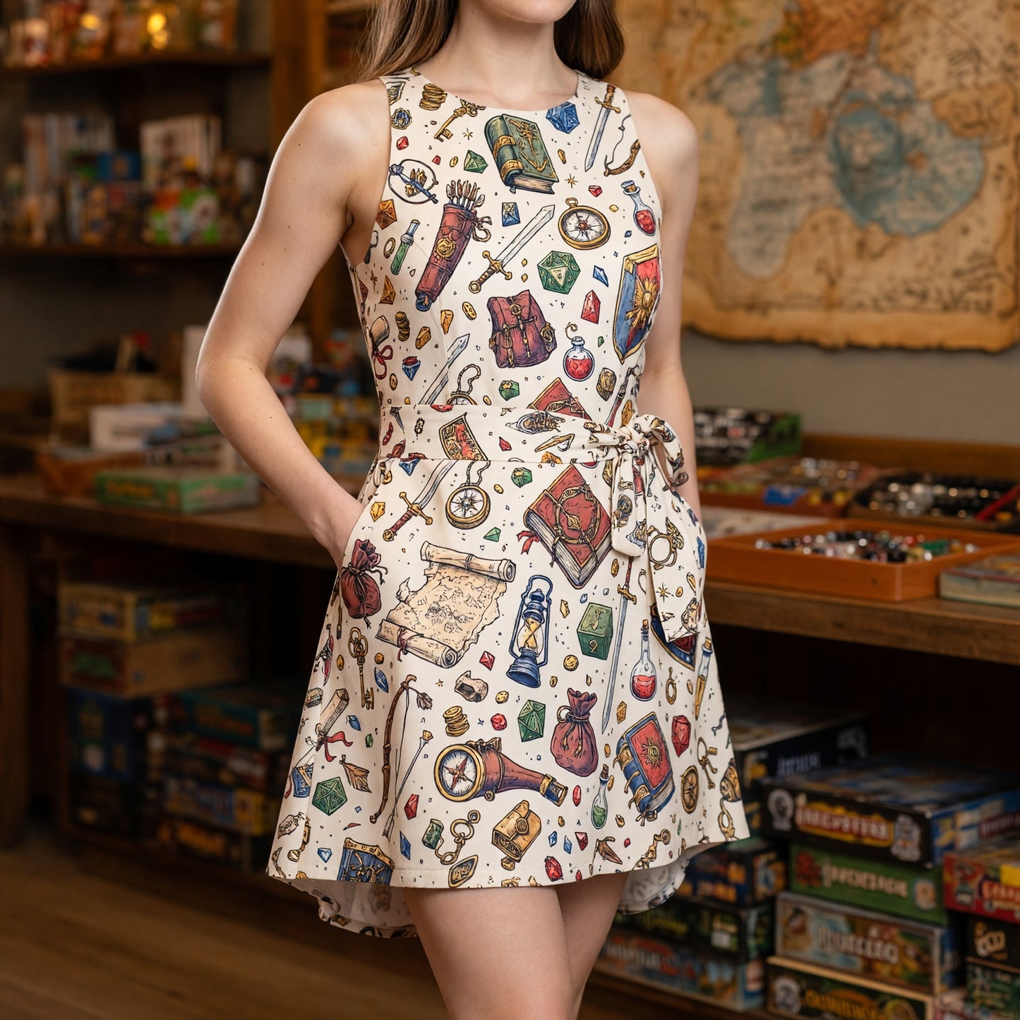 Fantasy Dungeon RPG Jumpsuit Skirt - Fantasy Tabletop Pattern
