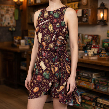 Fantasy Dungeon Jumpsuit Skirt - Fantasy RPG Dice Pattern