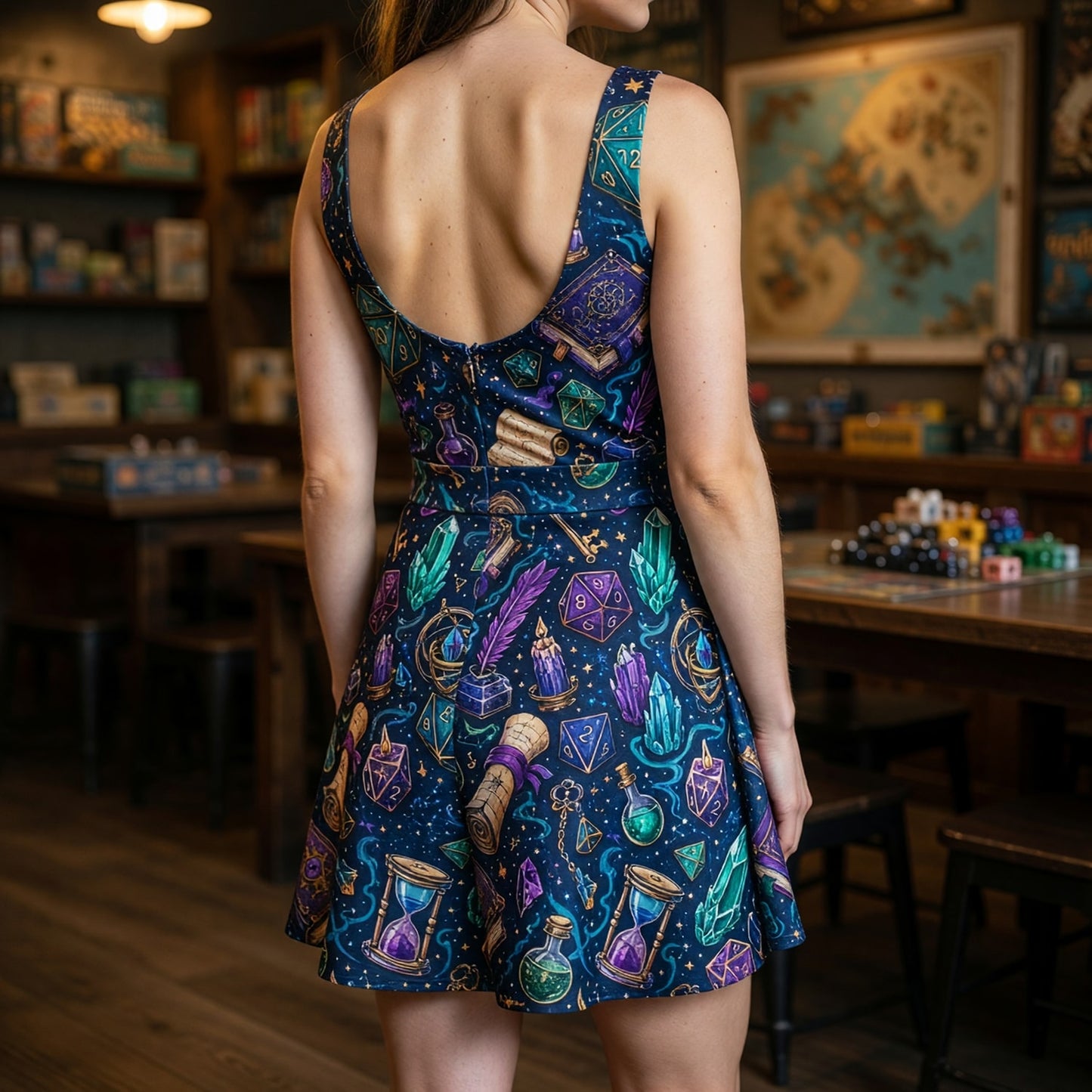 Fantasy Dungeon Jumpsuit Skirt - Fantasy RPG Dice Magic