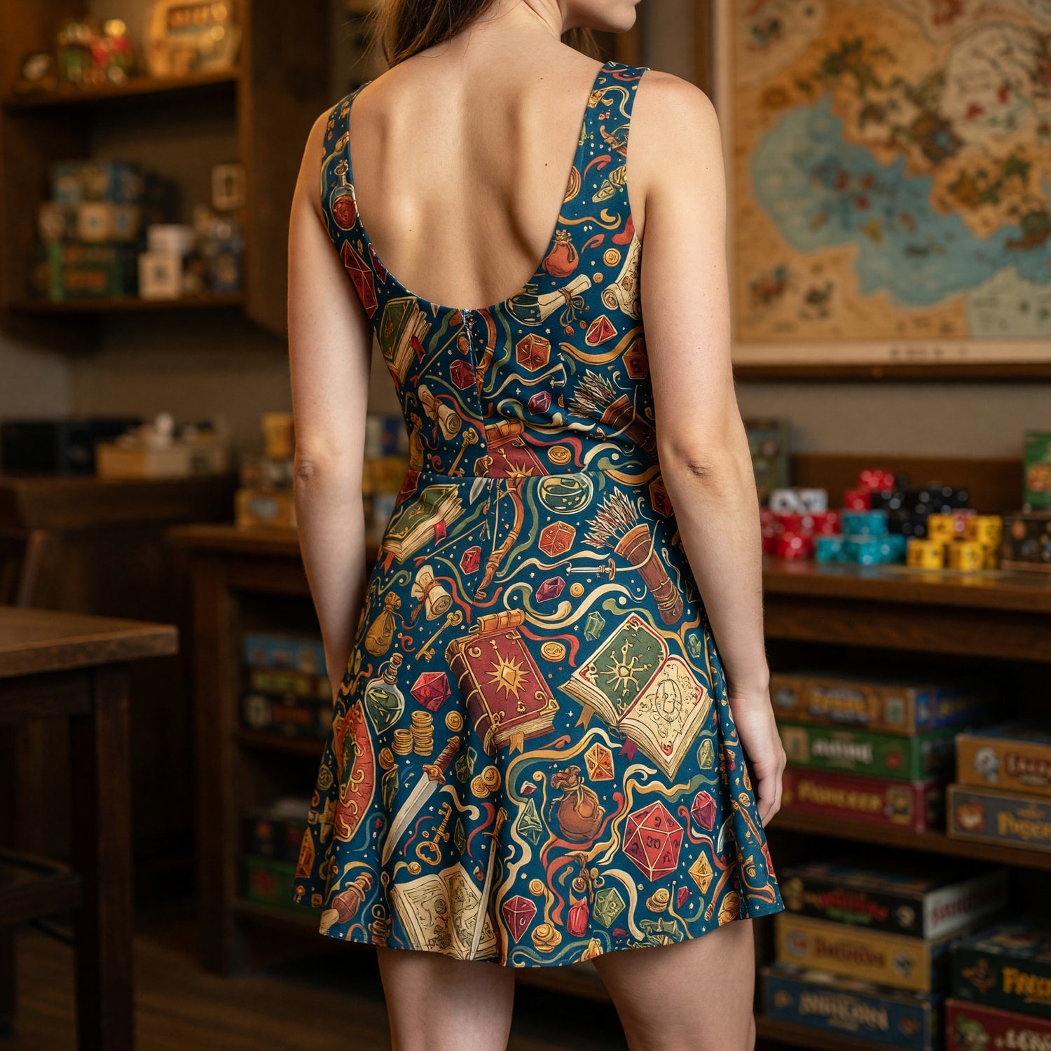 Fantasy Dungeon Dice Jumpsuit Skirt - Fantasy RPG Gamer Apparel