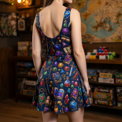 Fantasy Dungeon Jumpsuit Skirt - Stained Glass RPG Pattern