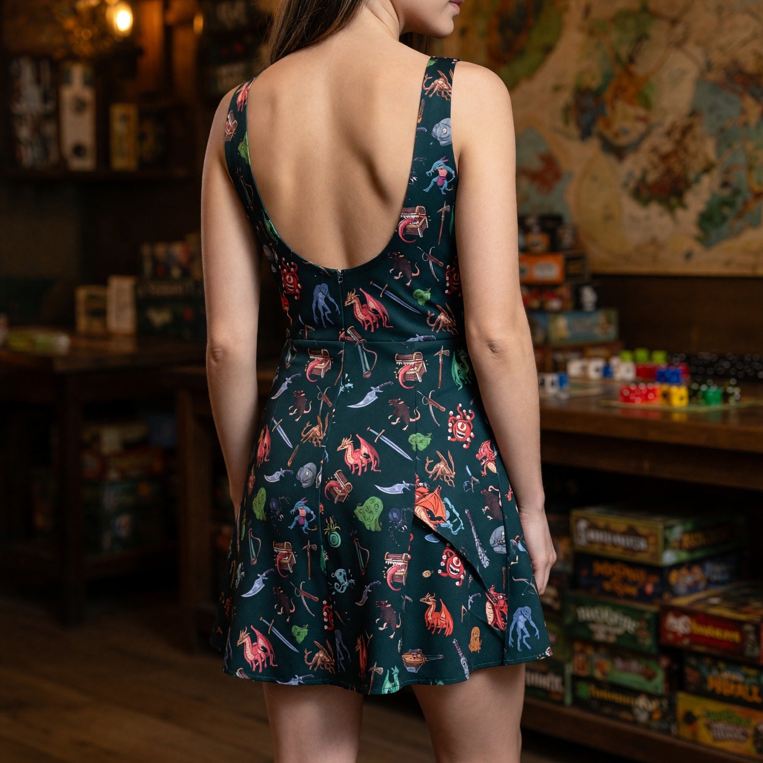 Fantasy RPG Monsters Jumpsuit Skirt - Dungeon Crawler Pattern