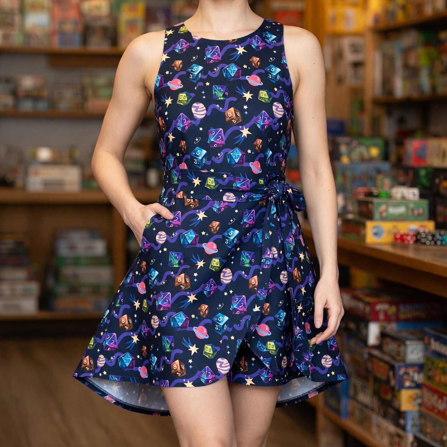 Cosmic Dice Jumpsuit Skirt - Galaxy RPG Space Pattern Apparel
