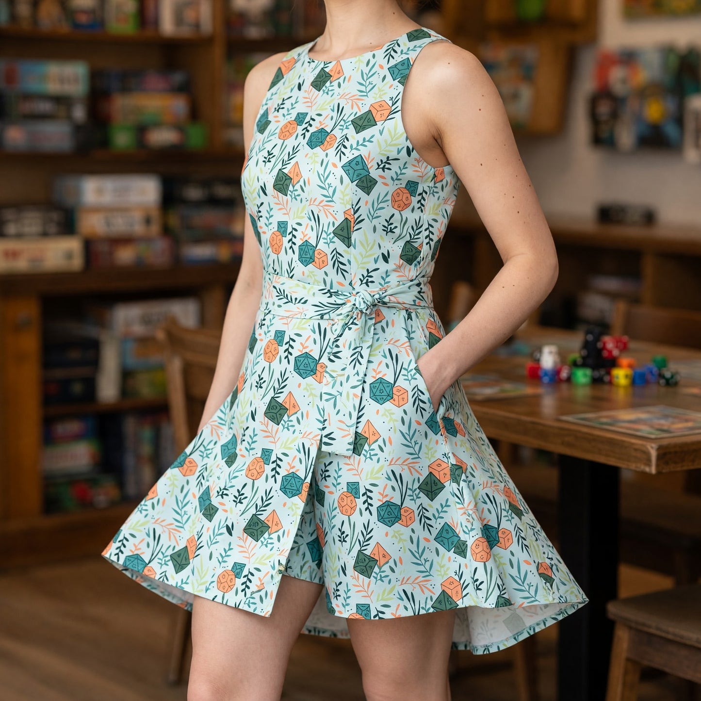 Fantasy Dungeon Dice Botanical Jumpsuit Skirt - Fantasy RPG Apparel