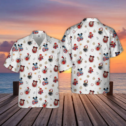 Nautical Heroes Premium Hawaiian Shirt - Mouse Shield Hero & Superhero Friends