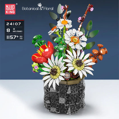 Mould King 24107 White Daisy Bouquet - Building Block Flower Set