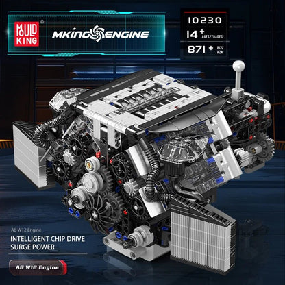 Mould King 10230 - Motorized A8 W12 Engine Building Block Set