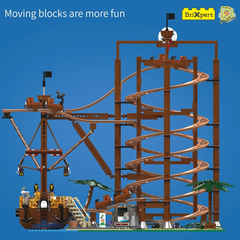 Mould King 11013 - Motorized Double Helix Roller Coaster Building Set