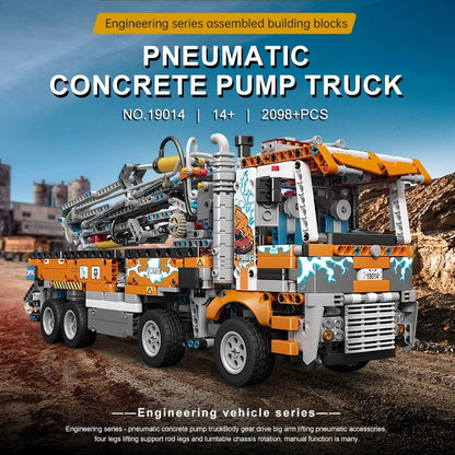 Mould King 19014 Pneumatic Concrete Pump Truck