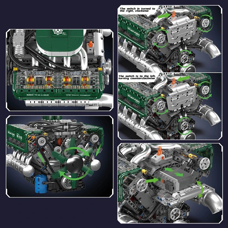Mould King 10182 Motorized V8 Tank Engine