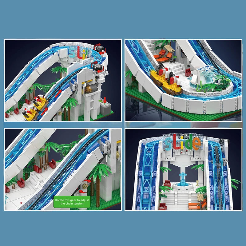 Mould King 11021 - Motorized Water Slide Roller Coaster Building Set